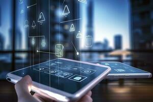 Modern smart home management systems use augmented reality, Smart building, The smart home isolated background, Generate Ai photo