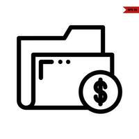 money coin with folder line icon vector