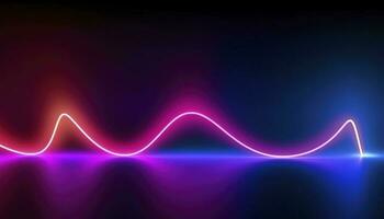 3d rendering, the abstract background of colorful neon wavy lines glowing in the dark. Modern simple wallpaper, generates ai photo
