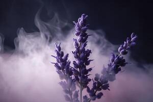 cerca arriba lavanda con olor perfume fumar , generativo ai foto