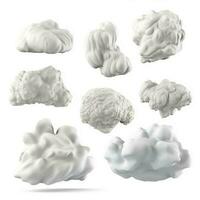 3d render, collection of abstract realistic clouds isolated on white background, weather clip art, design elements, generate ai photo