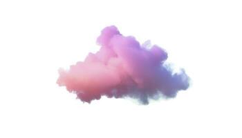 3d render, glowing colorful soft cloud isolated on white background. Fluffy cumulus atmosphere phenomenon. Realistic sky clip art element, generate ai photo