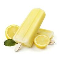 lemon Popsicle isolated on white background, generate ai photo