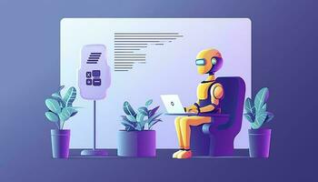 Smart City with robot system artificial intelligence, Chat GPT chatbot AI, Chatting with a smart AI or artificial intelligence chatbot developed by Open AI, Generate AI photo