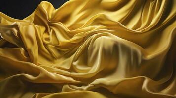 yellow silk fabric background texture or background stock fotoraf, in the style of trompe-l'oeil folds, emmanuelle moureaux, alberto seveso, flowing fabrics, close up shots, generate ai photo