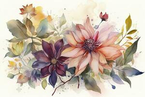 Watercolor illustration of flower, generate ai photo