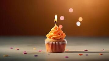 Happy Birthday background with cupcake. Illustration photo