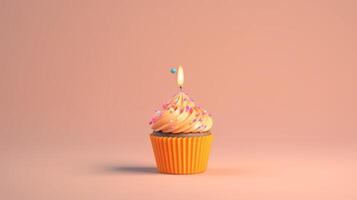 Happy Birthday background with cupcake. Illustration photo