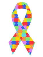 Isolated of autism awareness ribbon, flat vector illustration.