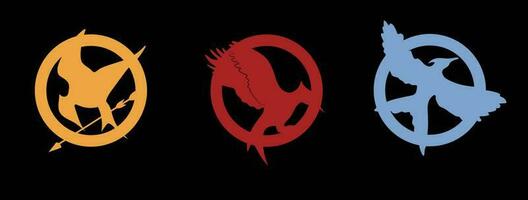 Set of three Bird signs Mockingjay. Vector illustration.