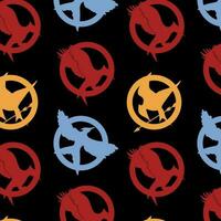 Seamless pattern with Bird signs Mockingjay. Vector