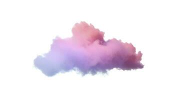 3d render, glowing colorful soft cloud isolated on white background. Fluffy cumulus atmosphere phenomenon. Realistic sky clip art element, generate ai photo