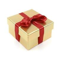 Golden gift box isolated on a white background , generate ai photo