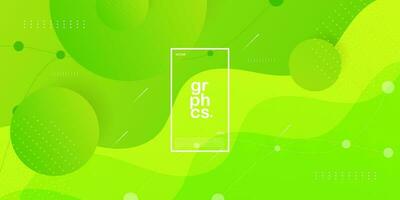 Bright green background with simple wave and circle pattern. Colorful simple green design. Geometric shapes concept. Eps10 vector