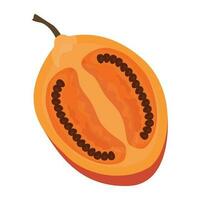 A half cutted piece of fruit having black seeds, papaya vector