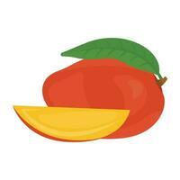 Juicy summer fresh fruit with a slice depicting mango vector