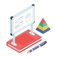 An isometric icon of physics presentation vector