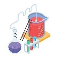 Isometric icon of lab experiment vector