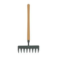 Three cornered tool with wooden handle for grip notion garden fork icon vector