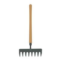 Three cornered tool with wooden handle for grip notion garden fork icon vector