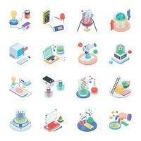 Bundle of Science Experiments Isometric Icons vector