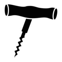 Screw shaped blade with wooden handle, a corkscrew icon vector