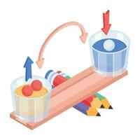 An isometric icon of balance experiment vector