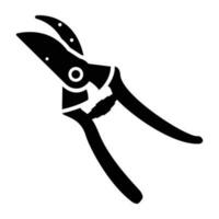 Curving blades attached to curved legs like scissor denoting pruning plier icon vector