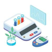 An isometric icon of balance experiment vector