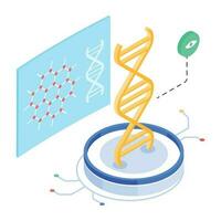 un isométrica icono de adn análisis vector