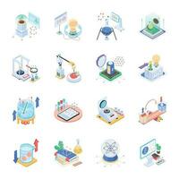 Pack of Lab Experiments Isometric Icons vector