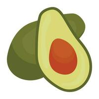 Vegetable in a slight pear shape with brown sprute inside, this is avocado icon vector
