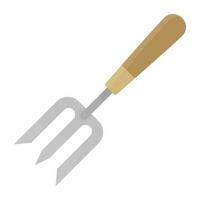 Three cornered tool with wooden handle for grip notion garden fork icon vector