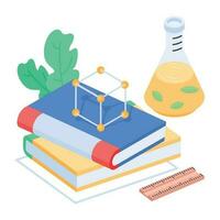 An isometric icon of study material vector