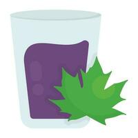 A glass with purple juice and orange slice of garnishing, icon for purple rain drink vector