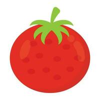 Red colored round vegetable with spots and floral pedicel, icon for tomato with spots vector
