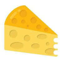 Triangular slice with holes, icon for cheese slice vector