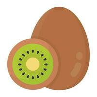 An icon showing one in raw form and another one in one cut slice form, it is kiwifruit vector