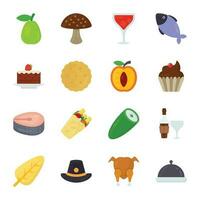 Food and Gifts Flat Icons vector