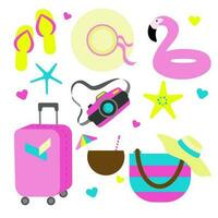 Vector illustration of a set of travel items on the theme of summer