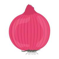 Red bulb with root on the head denoting onion icon vector