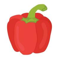 Bell shaped red vegetable with green thick pedicel, a graphic for capsicum icon vector