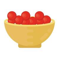 Bowl filled with round red beans showing icon for berries vector