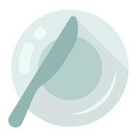 A butter plate and bread knife denoting icon for breakfast cutlery vector