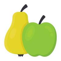 Apple and pear tomato together in an icon denoting healthy fruits vector