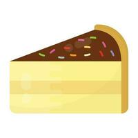 A cake piece filled with chocolate and sprinkling to make icon for chocolate slice with sprinkles vector