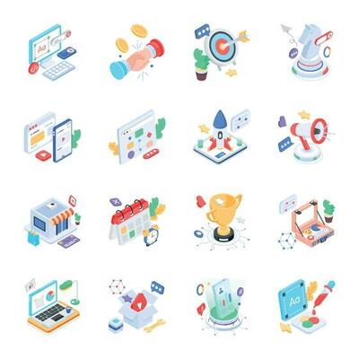 Pack of Social Media Isometric Icons