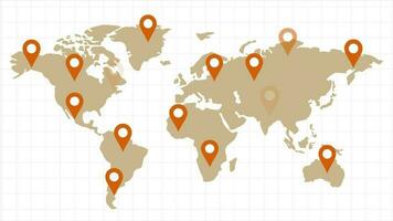 globaal handel wereld kaart met gemarkeerd locaties video