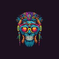 A Colorful Illustration Vibrant Reggae Skull vector