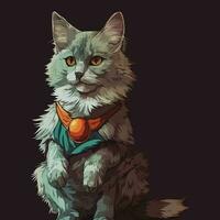 Illustration of cat with necklaces and harness vector